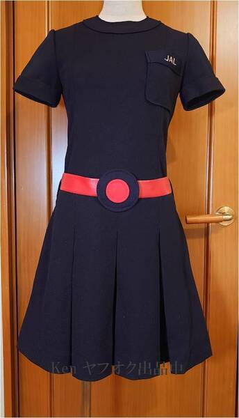 超美品 JAL CA5代目制服 スチュワーデスのワンピース 松坂屋製 半袖 ベルト付 アテンションプリーズ 森英恵