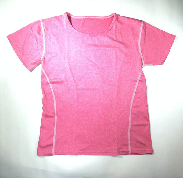 新品 レディース ヨガウェア ピンク Mサイズ Tシャツ ヨガシャツ 半袖 トレーニング スポーツ フィットネスウェア インポート