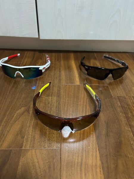 オークリー風 スポーツサングラス UV400 軽量 紫外線カット サイクリング