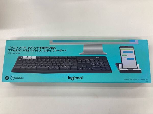 logicool パソコン、スマホ、タブレットを簡単切り替えスマホスタンド付き ワイヤレス フルサイズキーボード