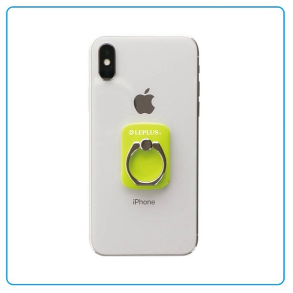 【目立つかわいさ】スマホリング グリーン スタンド機能付き 落下防止 全機種対応 粘着式 グリップリング