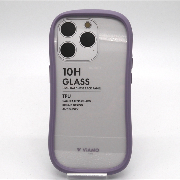 【新品】iPhone15 Pro ケース 耐衝撃 ハイブリッド クリア 背面ガラス TPUバンパー 高透明 おしゃれ ラベンダー