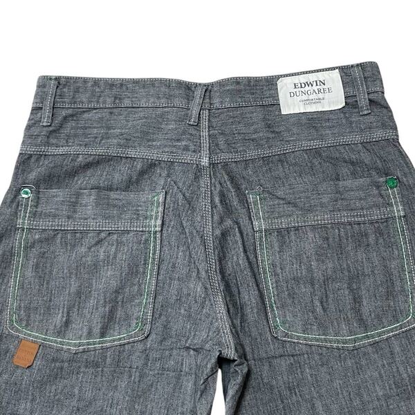 ダンガリーズ ベイカーパンツ エドウィン EDWIN 2WAY メンズ デニム ブラックシャンブレー デニム キャンプ XL バナナ繊維 日本製
