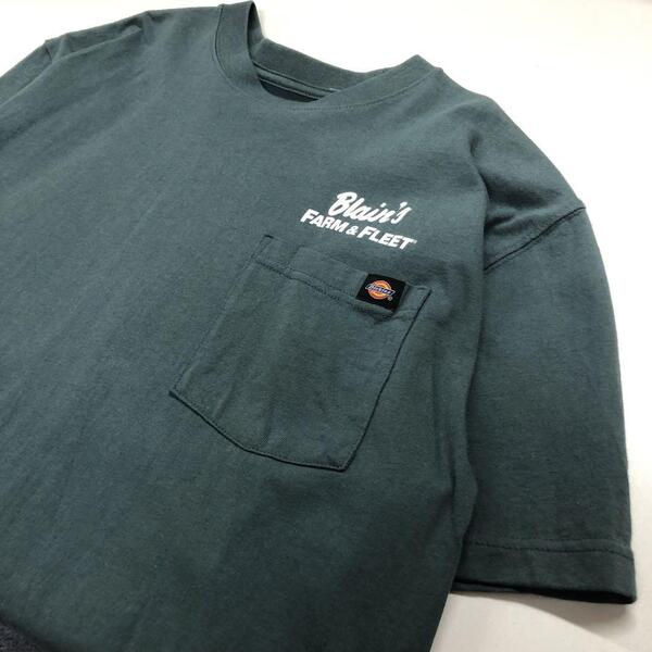 Dickies 半袖Tシャツ 胸ポケット付き グリーン メンズM