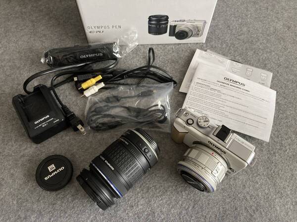 送料込 即決 OLYMPUS PEN E-PL1 DOUBLE ZOOM KIT M.ZUIKO DIGITAL ED 14-42mm ZUIKO DIGITAL ED 40-150mm ミラーレス一眼カメラ オリンパス