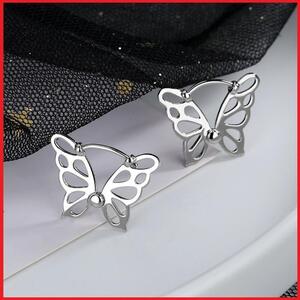 ピアス フープピアス 蝶々 #O32# 透かし バタフライ 蝶 羽根 ピアス 両耳用 2個セット ワンタッチリング