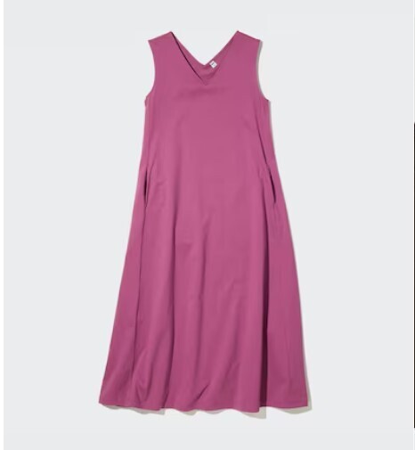 【最終値下げ】ユニクロ UNIQLO マーセライズコットン Aラインワンピース ピンク pink