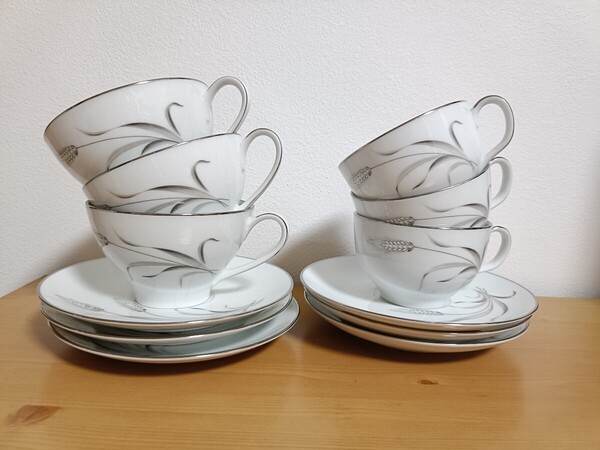 【送料込】ノリタケ ティーカップ&ソーサー 2種類6セット 中古 Noritake アンティーク レトロ カフェ コーヒー 紅茶
