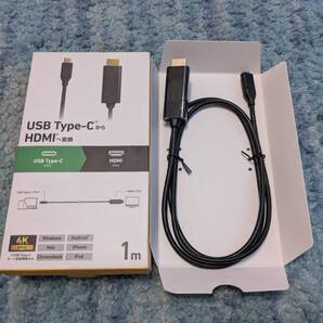 ◎0707u0140 エレコム変換ケーブル 1m Type-C to HDMI 4K(3840×2160px)/60Hz マルチディスプレイ ミラーリング ブラック CAC-CHDMI10BK2