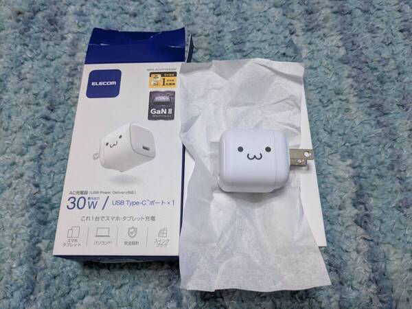 ◎0707u0147 エレコム 充電器 Type-C 30W USB PD対応 USB-C 1ポート 折りたたみ式プラグ PSE認証 ホワイト MPA-ACCP7830WH