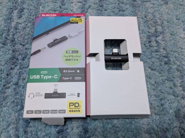 ◎0707u0449 エレコム 音声変換アダプタ Type-C-4極φ3.5mmイヤホンジャック 給電機能付 USB Power Delivery60W対応 ブラック MPA-C35PDBK