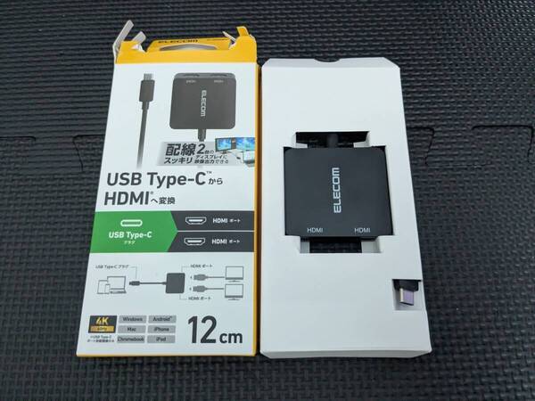 ◎0707u1019 エレコム usb c 変換アダプタ Type-C to HDMI (2ポート) 4K(3840×2160px)/60Hz 0.12m ケーブル ブラック AD-CHDMI2BK2