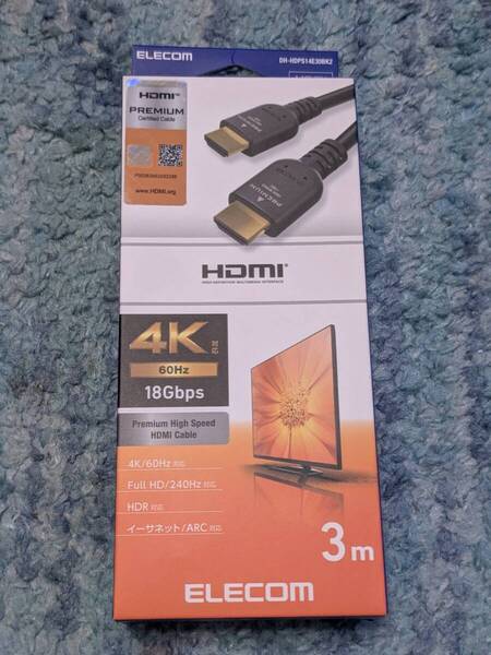◎0707u0350 エレコム HDMI ケーブル 3m プレミアム 4K2K(60Hz) サビや劣化を防ぐ金メッキ採用 ブラック DH-HDPS14E30BK2