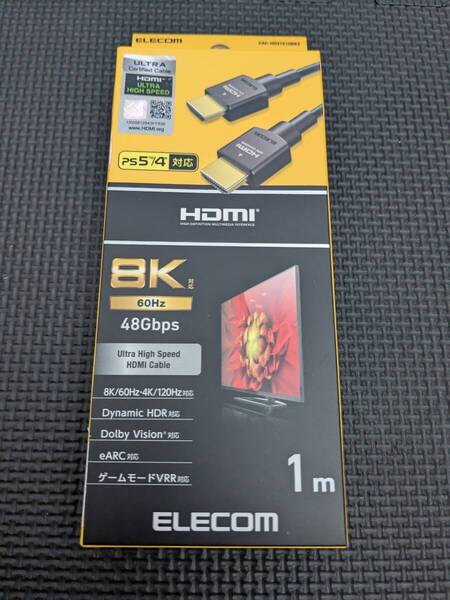 ◎0707u0926 エレコム HDMI ケーブル 1m ウルトラハイスピード 8K/60Hz 4K/120Hz 48Gbps ブラック CAC-HD21E10BK2
