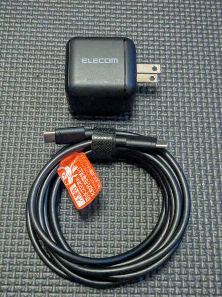 ◎0707u1047 エレコム 充電器 65W PD対応 Type-Cケーブル付属 (2m) Type-C 1ポート PPS対応 GaN II採用 PSE認証 ブラック EC-AC8765BK