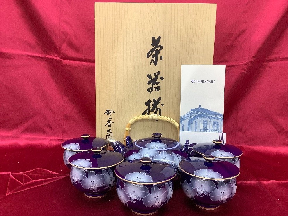 【未使用】香蘭社　瑠璃白薔薇　湯呑み急須セット ルリ薔薇）有田焼 二人用茶器セット«茶器|有田焼の老舗-香蘭社
