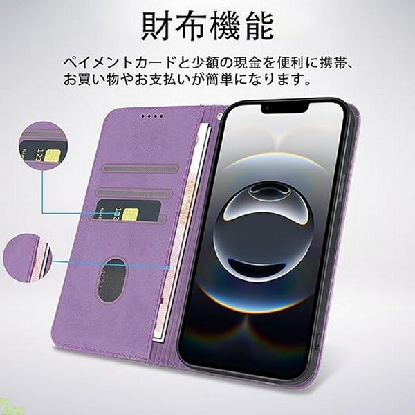 パープル 手帳型 ひし形 マグネット 高品質 PUレザー TPU素材 オッポ OPPO Reno14 5G 保護 財布型 スタンド機能 カード収納 ケース カバー