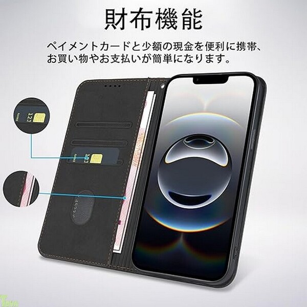 ブラック 手帳型 ひし形 マグネット 高品質 PUレザー TPU素材 オッポ OPPO Reno14 5G 保護 財布型 スタンド機能 カード収納 ケース カバー