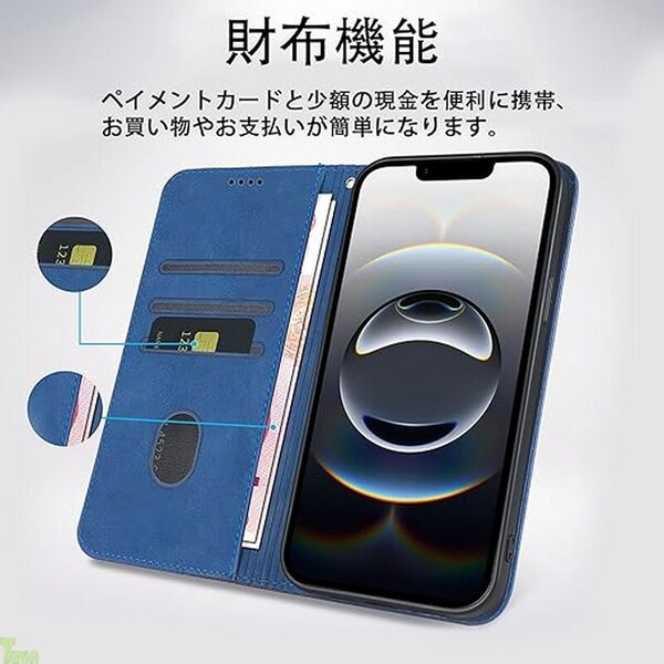 ブルー 手帳型 ひし形 マグネット 高品質 PUレザー TPU素材 オッポ OPPO Reno14 5G 保護 財布型 スタンド機能 カード収納 ケース カバー
