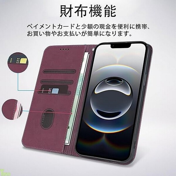 レッド 手帳型 ひし形 マグネット 高品質 PUレザー TPU素材 オッポ OPPO Reno14 5G 保護 財布型 スタンド機能 カード収納 ケース カバー