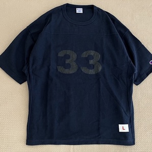 即決 Lサイズ 別注品 Champion REVERSE WEAVE ヘビーウェイト フットボール Tシャツ 黒 33 チャンピオン 蜘蛛の巣 スパイダー