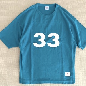 即決 別注品 Champion REVERSE WEAVE ヘビーウェイト フットボール Tシャツ ターコイズブルー 白 33 チャンピオン