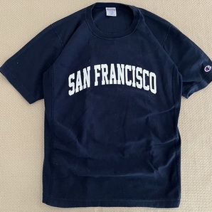 即決 XLサイズ Champion REVERSE WEAVE ヘビーウェイト Tシャツ ネイビー 白 サンフランシスコ SAN FRANCISCO
