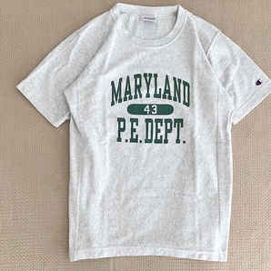 即決 Champion REVERSE WEAVE ヘビーウェイト Tシャツ 3段プリント Mサイズ オートミール MARYLAND メリーランド