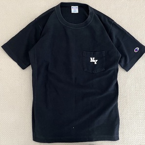 即決 別注品 Lサイズ Champion REVERSE WEAVE ヘビーウェイト Tシャツ 黒 NY 胸ポケット NEW YORK ニューヨーク