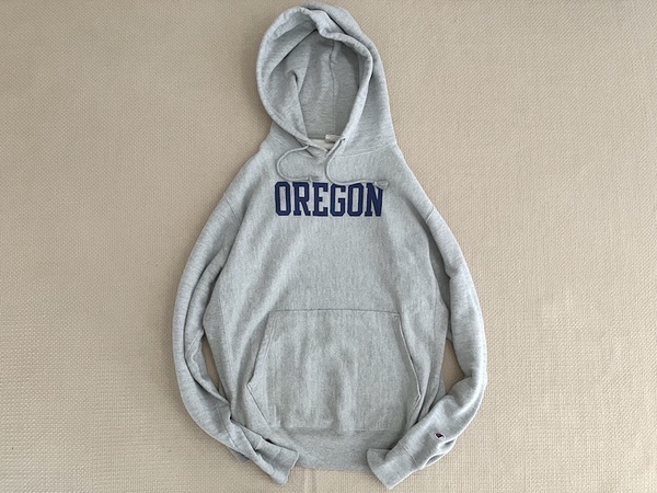 即決 OREGON 12oz 肉厚 USA企画品 Mサイズ(日本XL相当)Champion REVERSE WEAVE プルオーバー パーカー オックスフォード グレー オレゴン