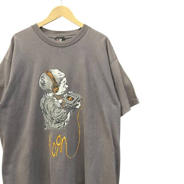 90s ビンテージ KORN 両面プリント バンド Tシャツ XL チャコールグレー 90年代 アメリカ製 USA製 コーン ロックT バンT