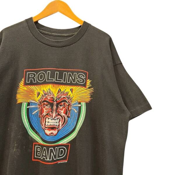 90s ビンテージ ROLLINS BAND 両面プリント バンド Tシャツ XL位 ブラック 90年代 ロリンズバンド ヘンリーロリンズ ロックT バンT