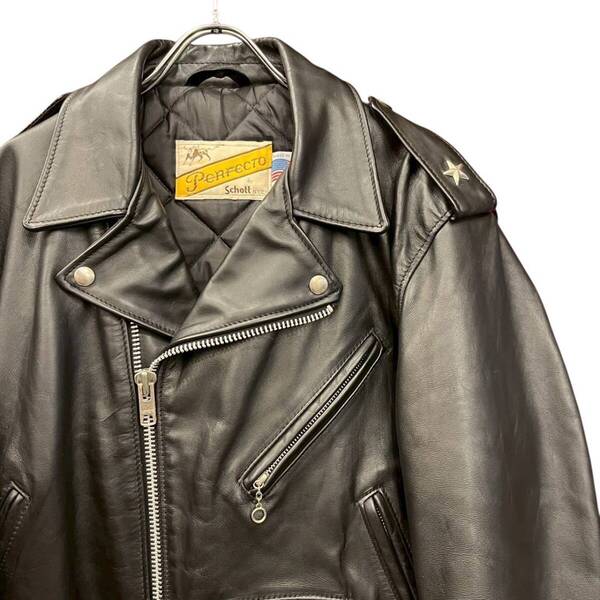 80s ビンテージ Schott NYC 613 ワンスター ダブル ライダース レザージャケット 牛タグ ブラック 40 70年代 USA製 ショット vintage 美品