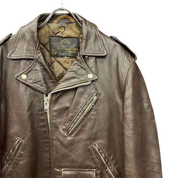 60s ビンテージ Schott ワンスター ダブル ライダース レザージャケット サボテンタグ ブラウン 40位 60年代 ショット vintage レアカラー