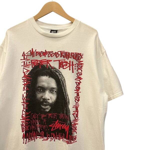 00s Deadstock!! ビンテージ STUSSY プリント Tシャツ L ホワイト PETER TOSH 00年代 デッドストック OLD ステューシー ピータートッシュ