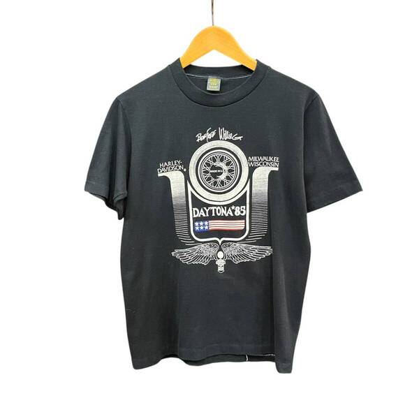 80s ビンテージ ハーレーダビッドソン 両面プリント Tシャツ M ブラック USA製 80年代 ヴィンテージ Harley Davidson ハーレーT バイカー