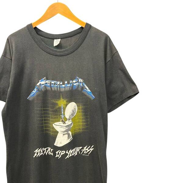80s ビンテージ METALLICA 電気椅子 プリント バンド Tシャツ XL ブラック フェード 80年代 USA製 アメリカ製 メタリカ バンT ロックT