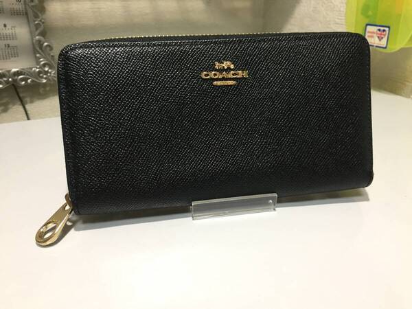美品~超美品(送料込)コーチ■ラウンドファスナー ロング ジップ アラウンド ウォレット C3441 IMBLK 長財布 ブラック レザー COACH