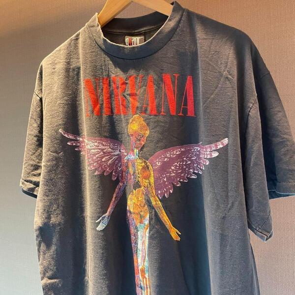 NIRVANA IN UTERO1993 RedLogo ニルヴァーナ 黒 XL