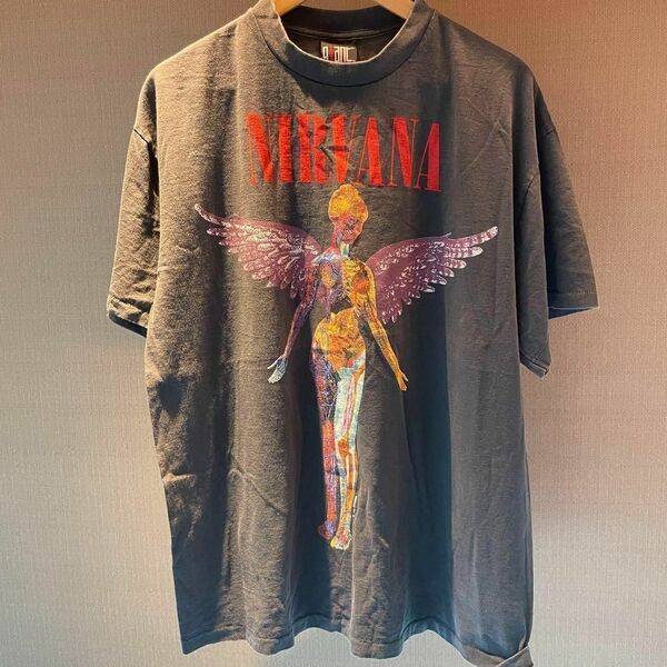 NIRVANA IN UTERO1993 RedLogo ニルヴァーナ 黒 XLサイズ