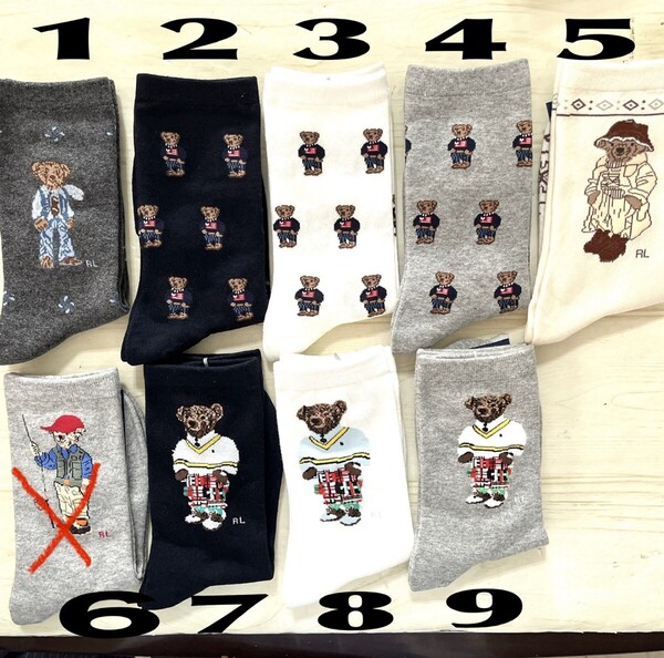 2点 新品 POLO Ralph Lauren ポロ ラルフローレン ブランド 靴下 ソックス プレゼント レディース 黒 白 グレー ビッグ ロゴ ベア ゴルフ