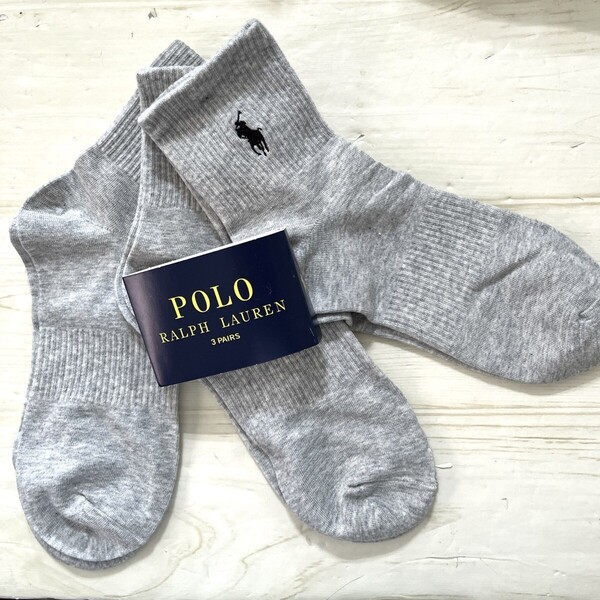 グレー 3足組 新品 polo RalphLauren ポロラルフローレン ブランド 靴下 ソックス プレゼント ロゴ 正規品 メンズ 紳士靴下 ビジネス 春夏