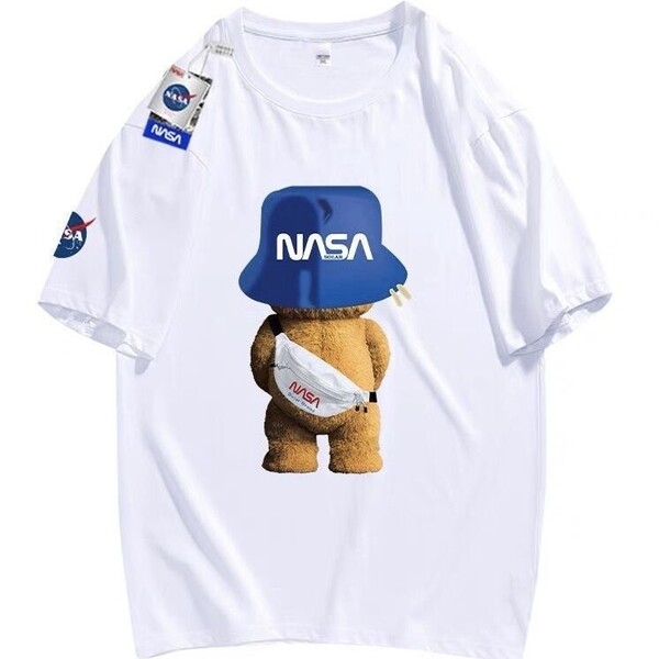 ベアー 日本未入荷 プレゼント ホワイト 白 パーカー 新品 NASA 宇宙飛行士 ハット 半袖Tシャツ Tシャツ レディース コットン 綿 激かわ