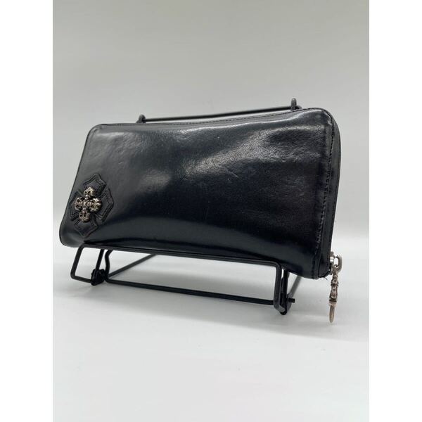 クロムハーツ rec f #2 フィリグリークロスウォレット ブラック ch chrome hearts mini wave スクロールラベル ダガー レザー 財布 長財布