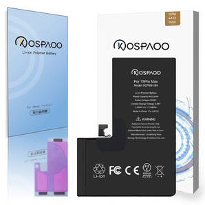 For iPhone15 Pro Max バッテリー 単品 標準容量 交換ビデオ 4422mAh PSE準拠 Kospaoo/iPower 互換 Li-ion Battery 交換 修理