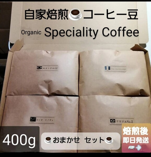 自家焙煎屋 有機JAS認証 珈琲豆 SpecialtyCoffee おまかせ 400g
