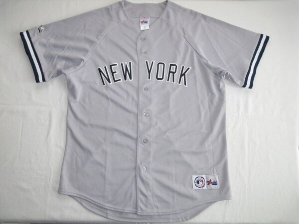 ★古着 00's Majestic マジェスティック MLB NEW YORK Yankees ニューヨーク ヤンキース ベースボールシャツ XL ビジター ユニフォーム★