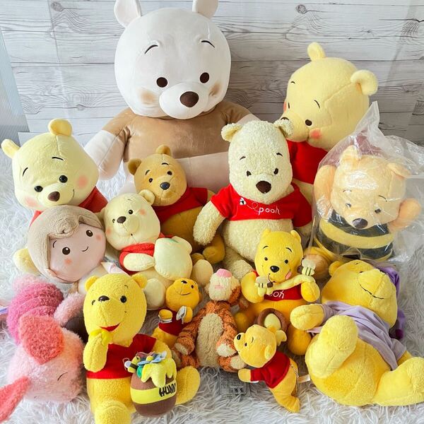 ディズニー くまのプーさん ぬいぐるみ 14点セット 大量まとめ売り レトロ 当時物 ピグレット 未開封あり 大型 ティガー 1400