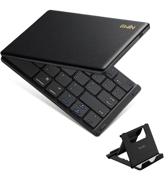 Ewin Bluetoothキーボード 折りたたみ式 157g 軽量 薄型 無線 レザーカバー ワイヤレス IOS/Android/Windows に対応 折りたたみ式