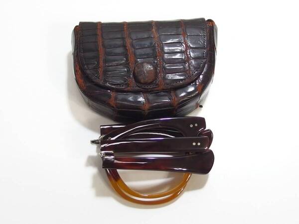 【値引交渉歓迎】【超希少★美品】最高級国産肉厚本べっ甲★レトロ白甲ツートン折り畳み式眼鏡★ベッコート済2200】